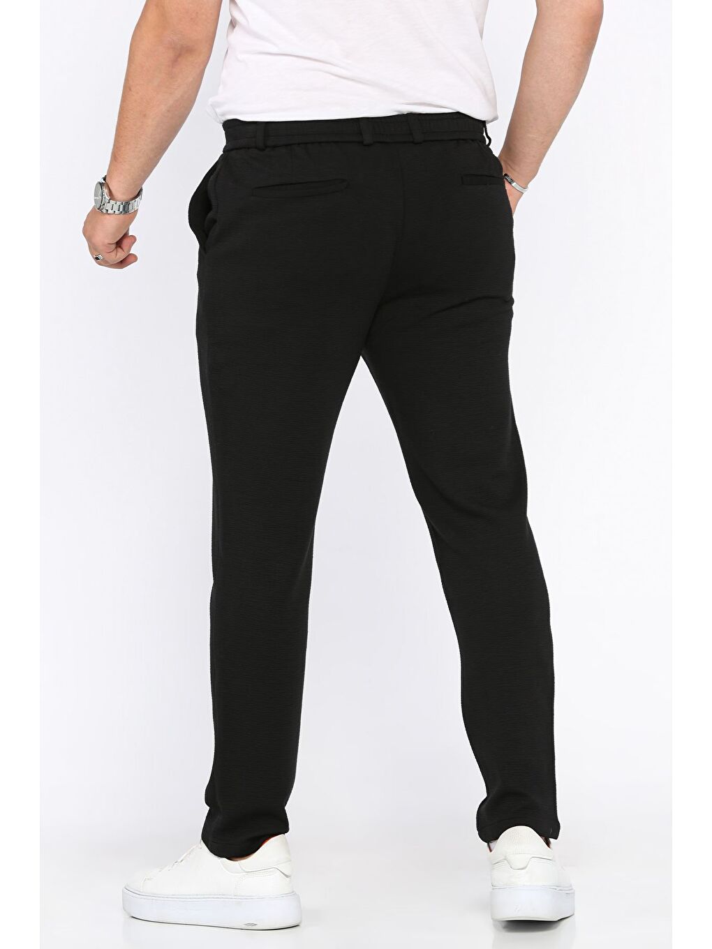 Siyah Bel Lastikli Jogger Pantolon-2