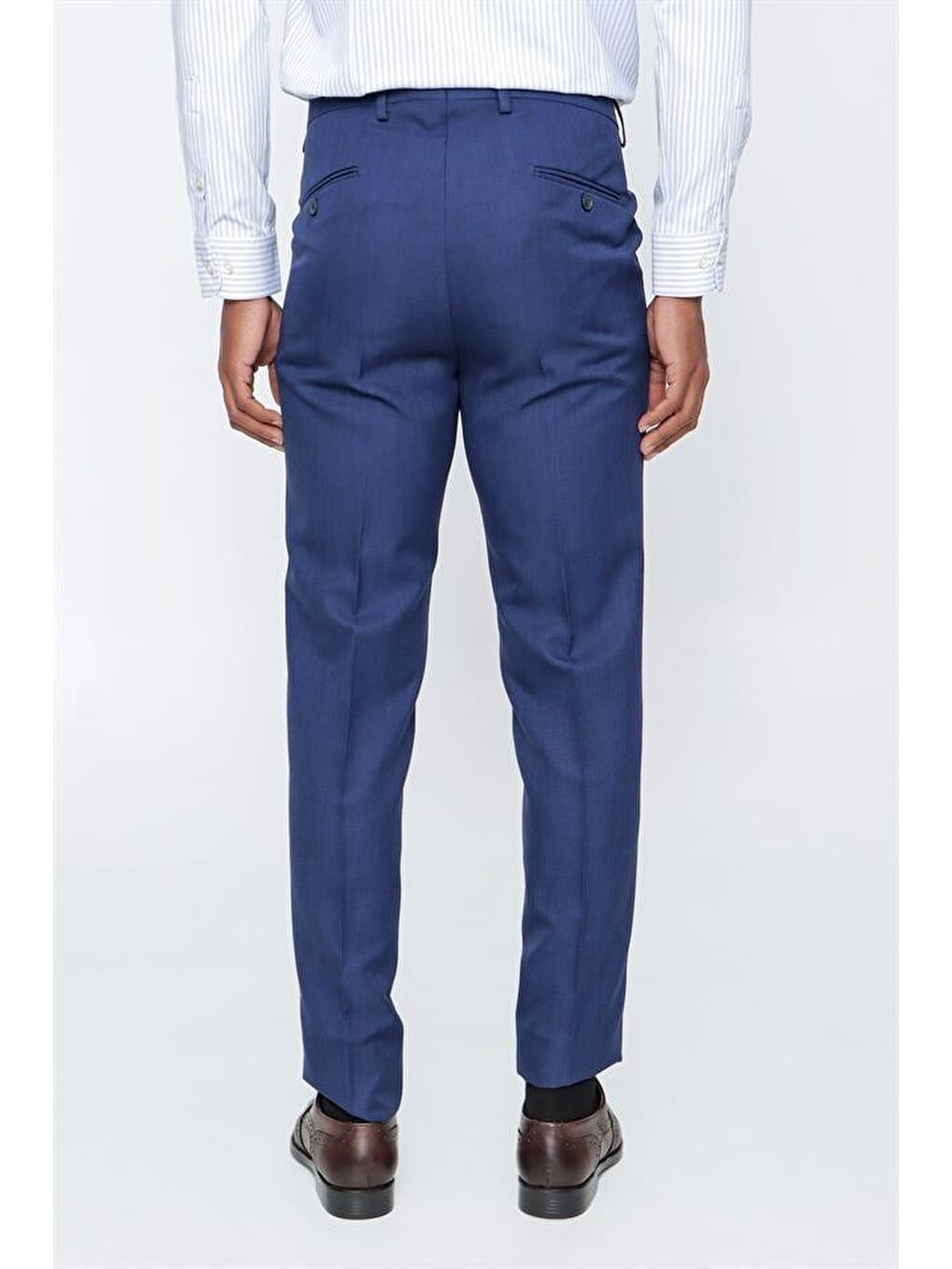 Lacivert Armürlü Comfort Fit Rahat Kesim Klasik Erkek Pantolon 1003225155-4