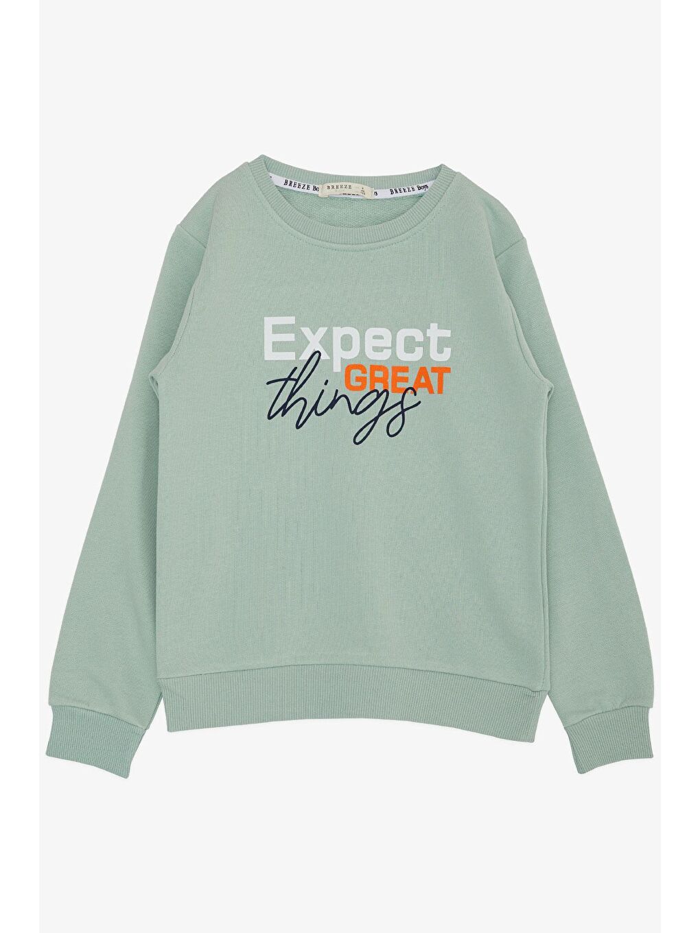 Breeze Su Yeşili Erkek Çocuk Sweatshirt Yazı Baskılı Mint Yeşili (4-8 Yaş)