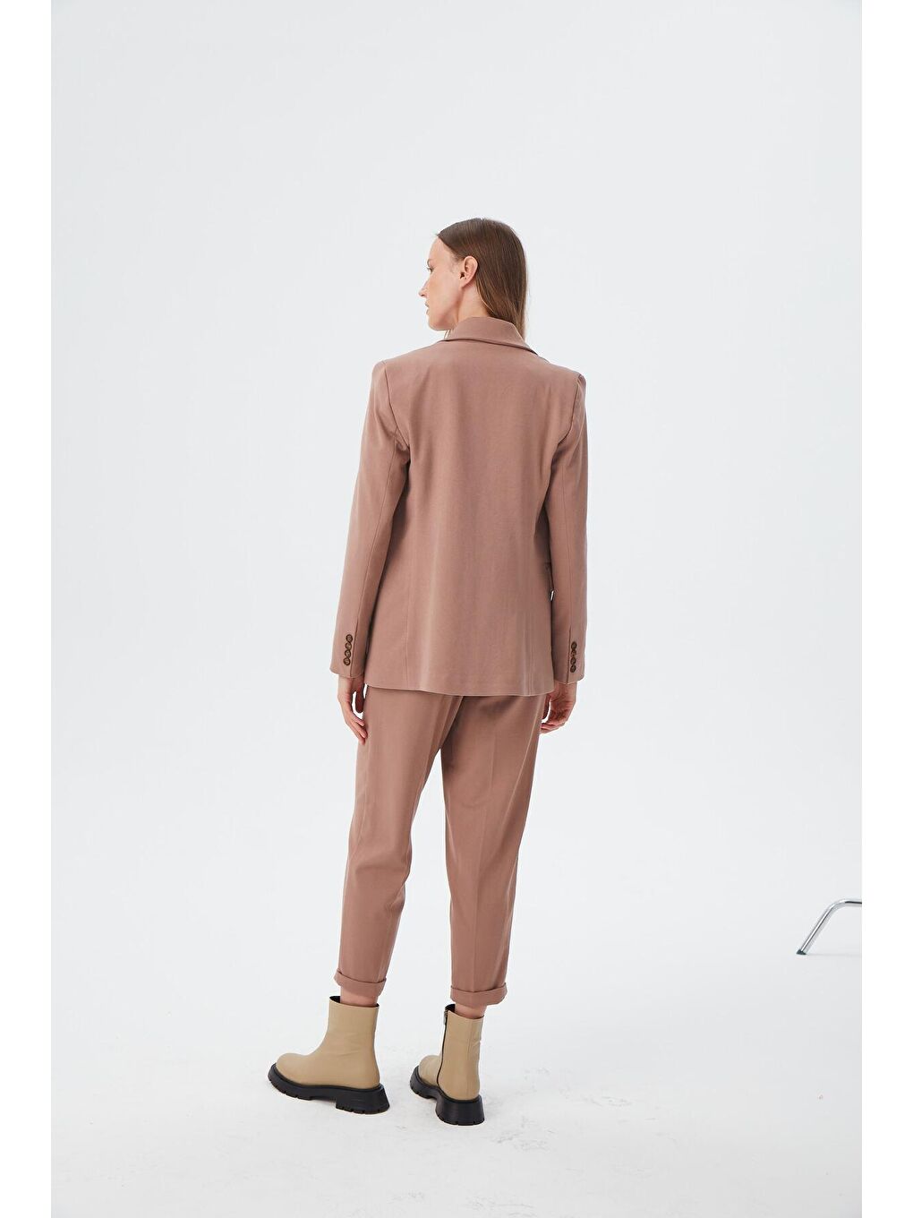 Bej Kadın Camel Düğme Deteylı Boyfriend Blazer Ceket-4