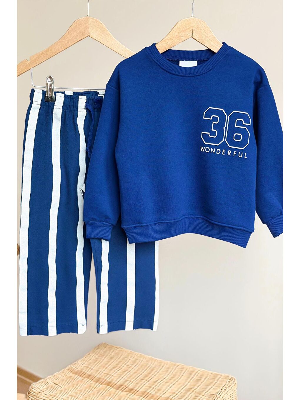 Lacivert Erkek Çocuk Baskılı 3 İplik Kumaş Kanvas Pantolonlu Alt Üst Takım-2