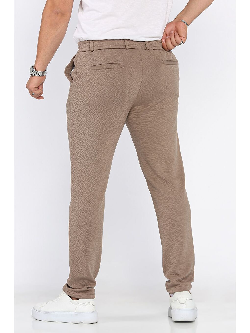 Bej Bel Lastikli Jogger Pantolon-2