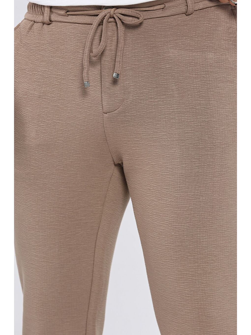 Bej Bel Lastikli Jogger Pantolon-3