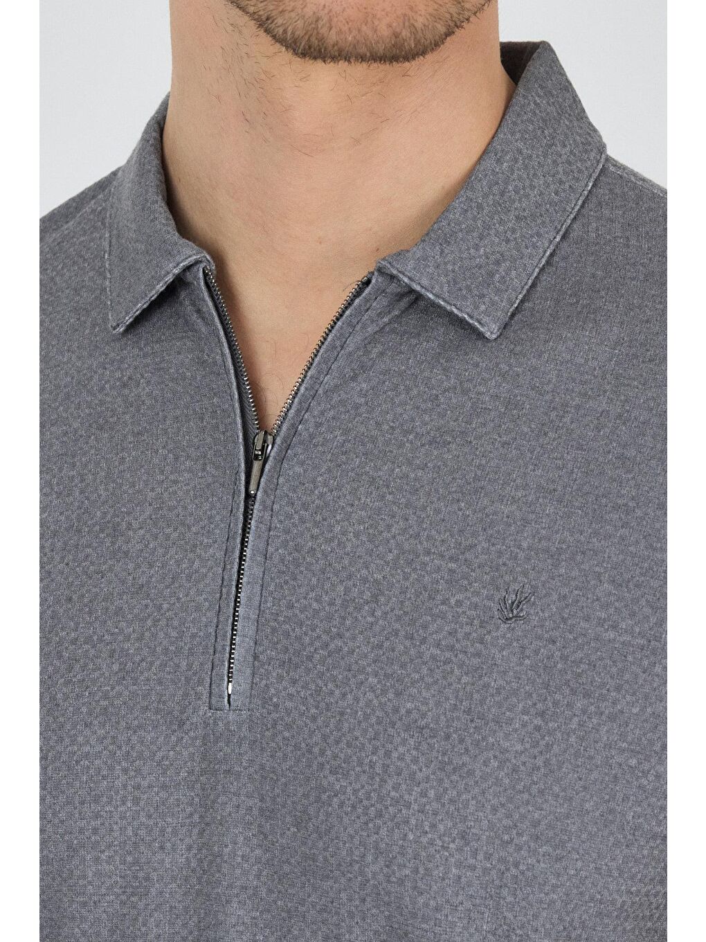 Koyu Antrasit Polo Yaka Kısa Kol Cepsiz Slim Fit Classic Tişört 1011250176-3