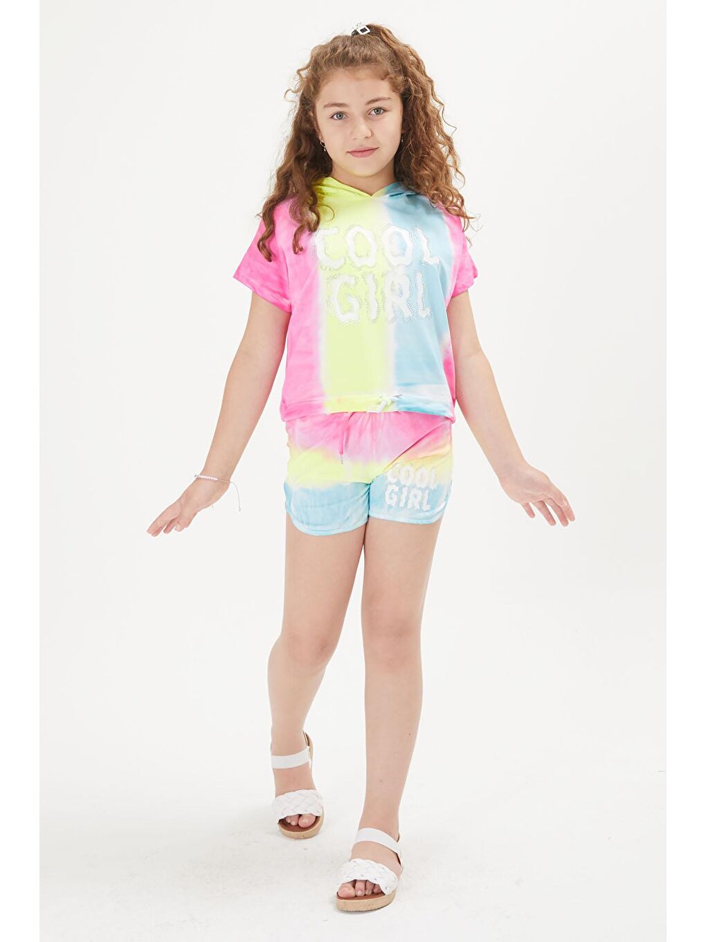 Mavi Kız Çocuk Cool Yazılı Kapüşonlu Takım 16057