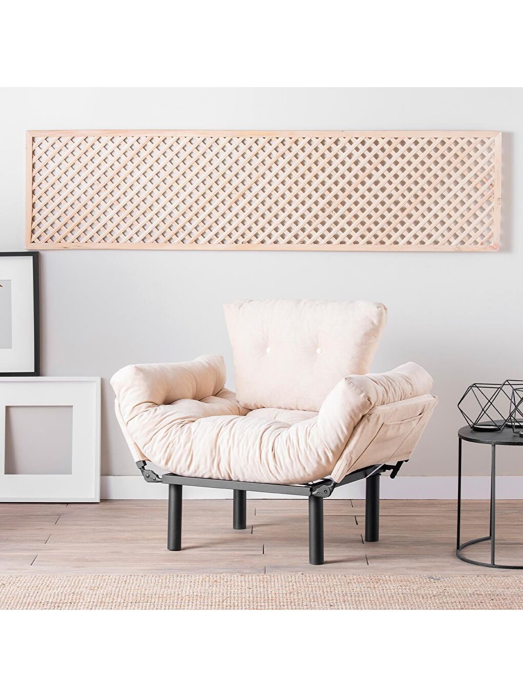 Ekru Nitta Tekli Yataklı Koltuk - Krem