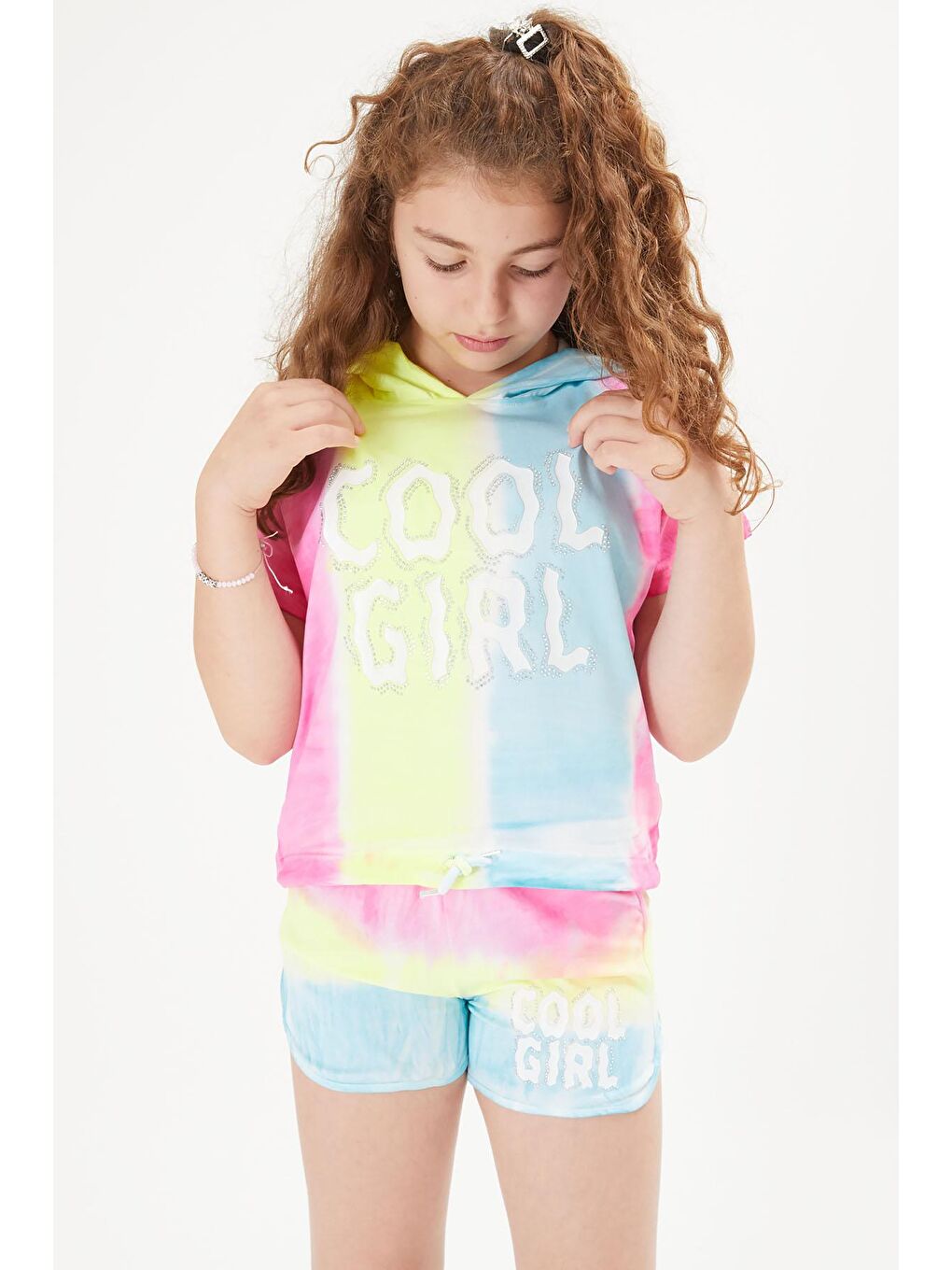 Mavi Kız Çocuk Cool Yazılı Kapüşonlu Takım 16057-2