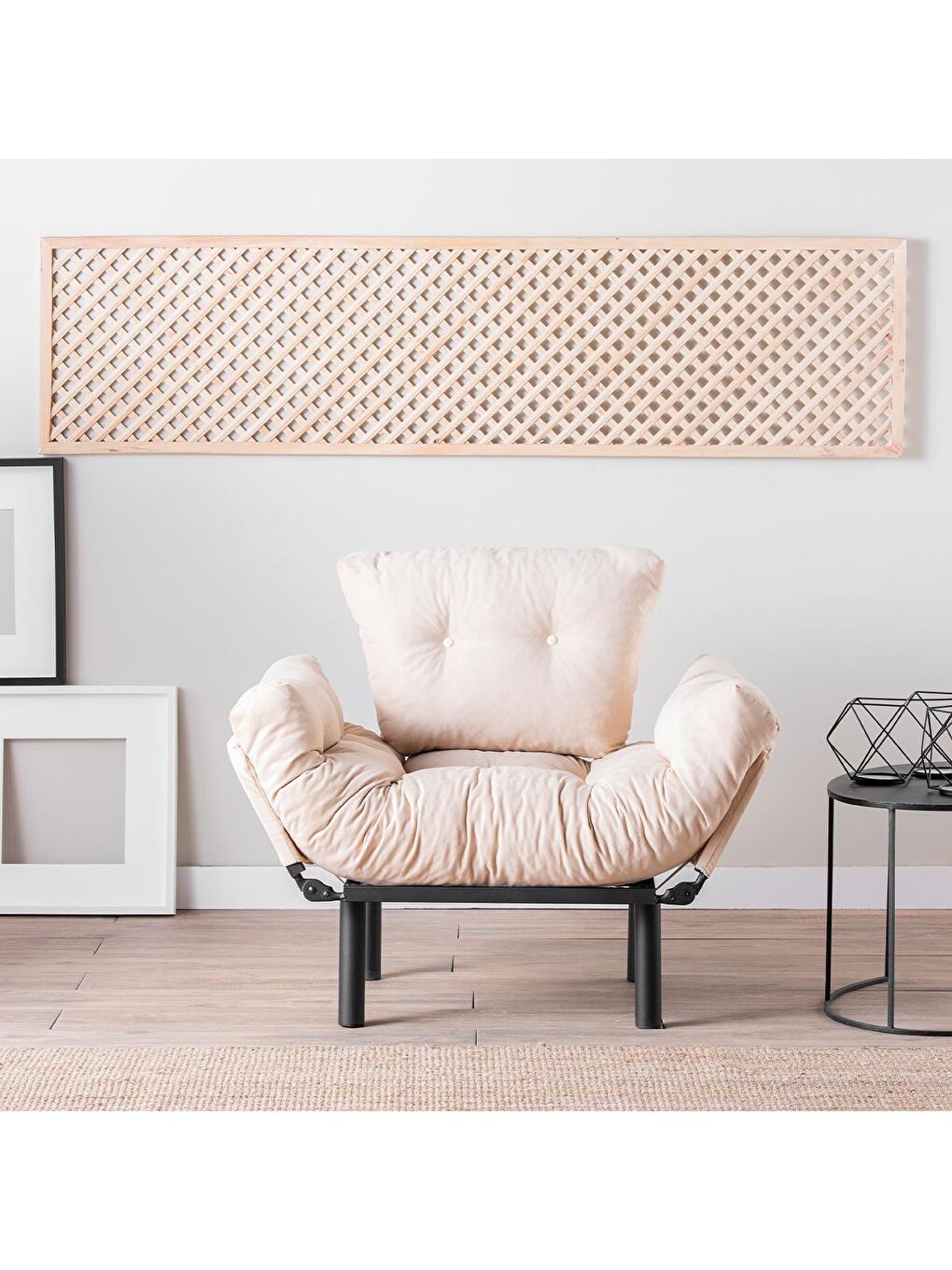 Ekru Nitta Tekli Yataklı Koltuk - Krem-1