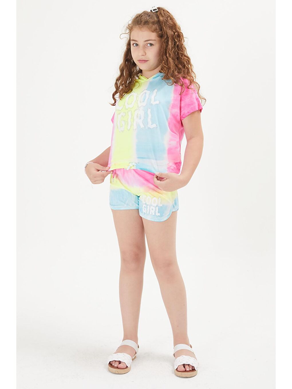 Mavi Kız Çocuk Cool Yazılı Kapüşonlu Takım 16057-3