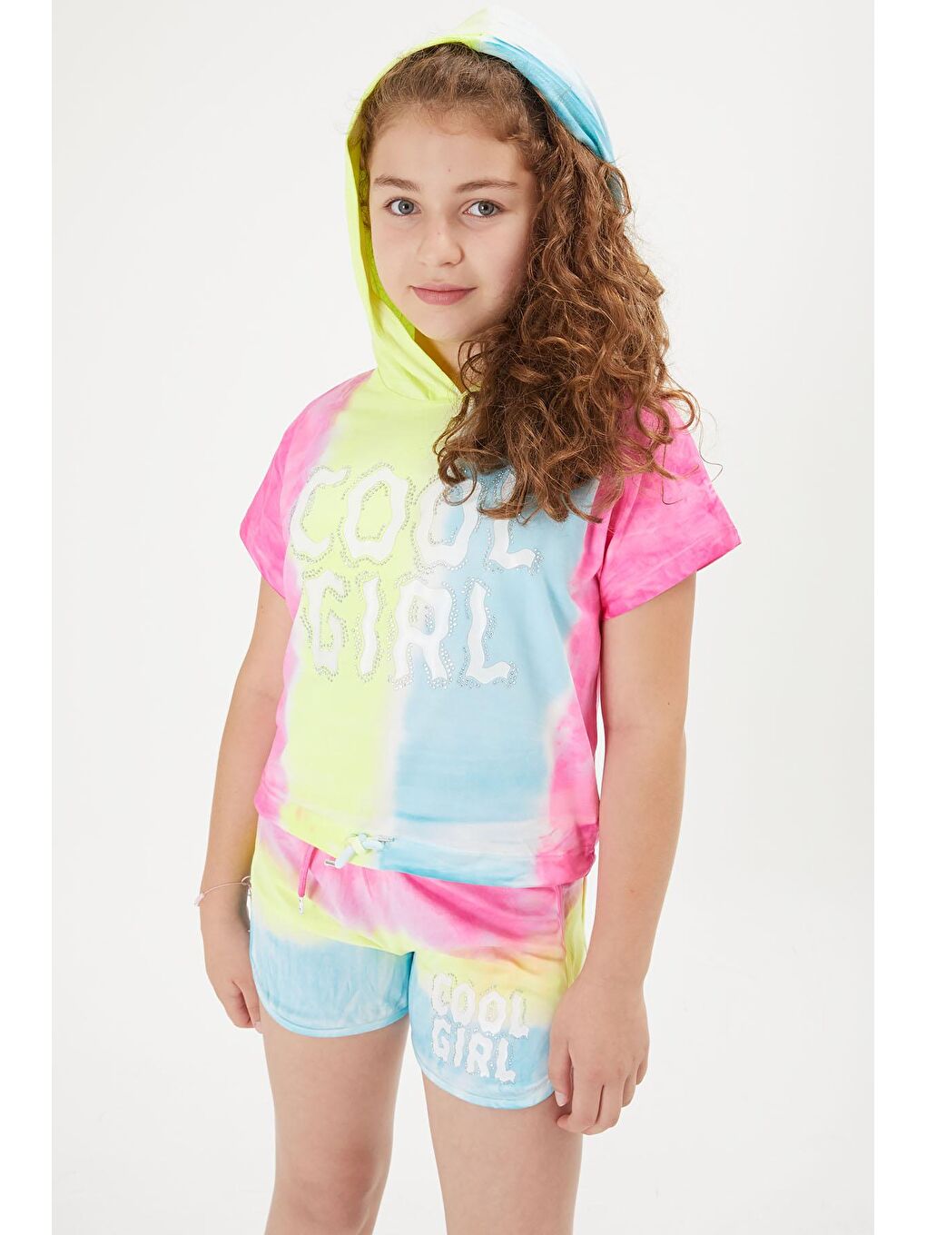 Mavi Kız Çocuk Cool Yazılı Kapüşonlu Takım 16057-4