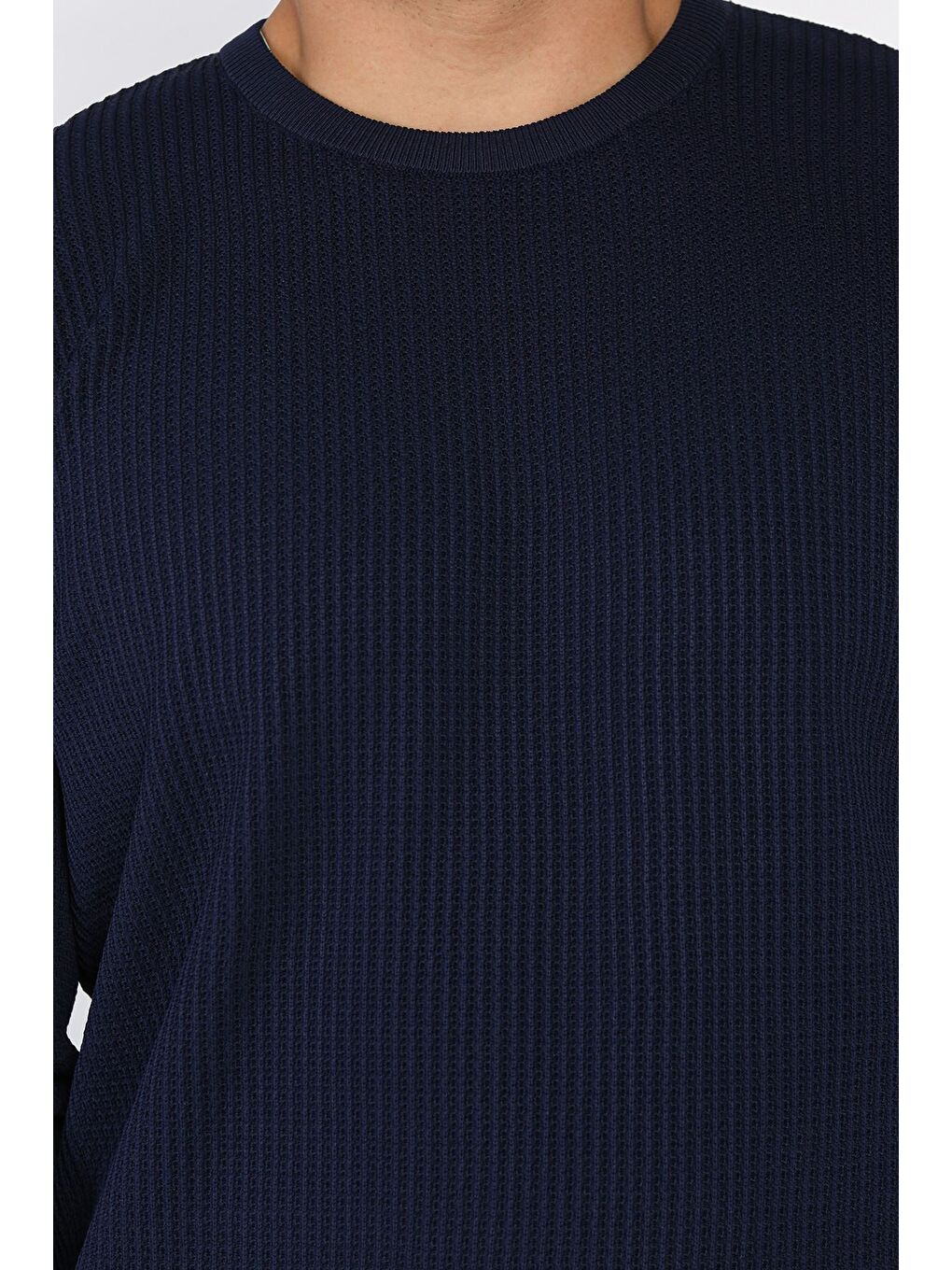 Lacivert Erkek Bisiklet Yaka Örme Triko Kazak-3