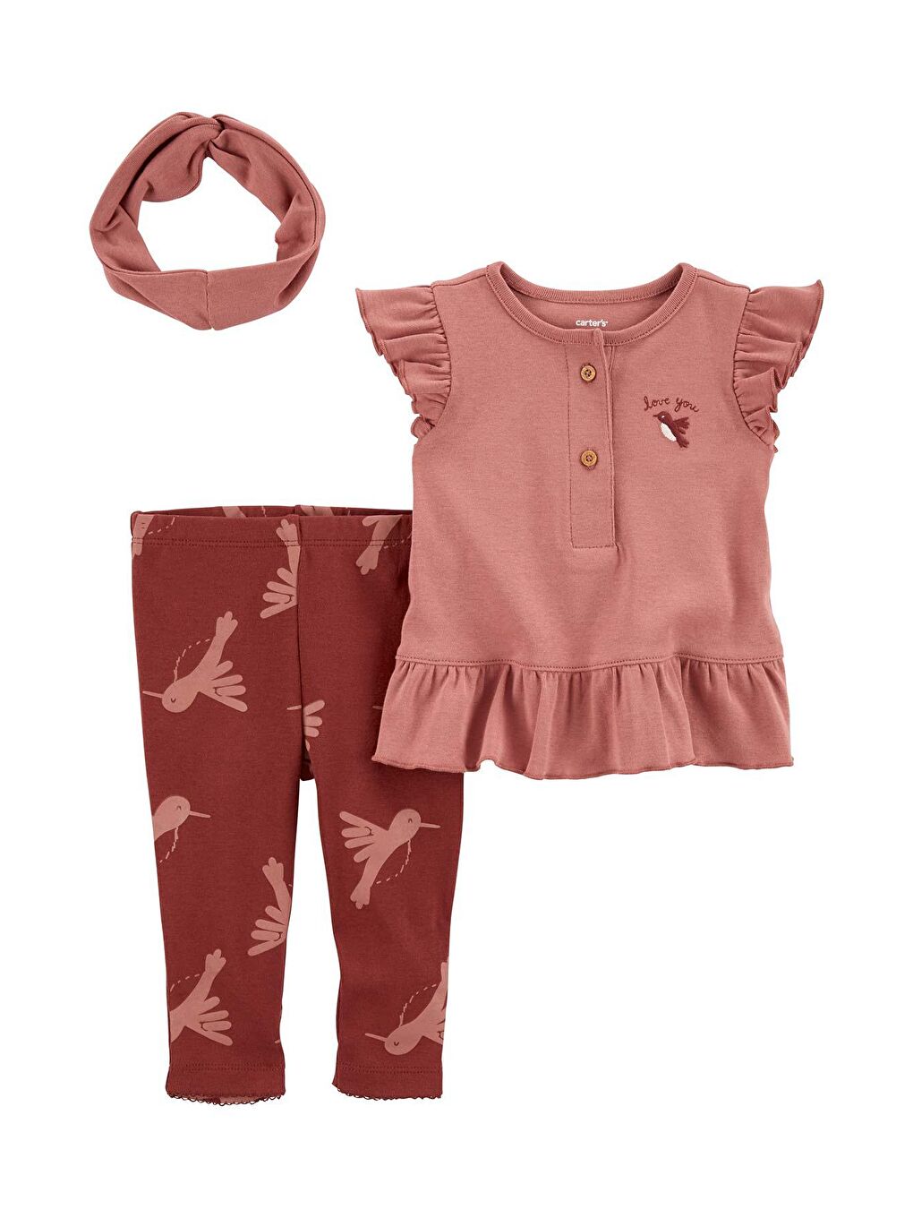 Carter's Pembe Kız Bebek Alt Üst Set 3'lü Paket Pembe