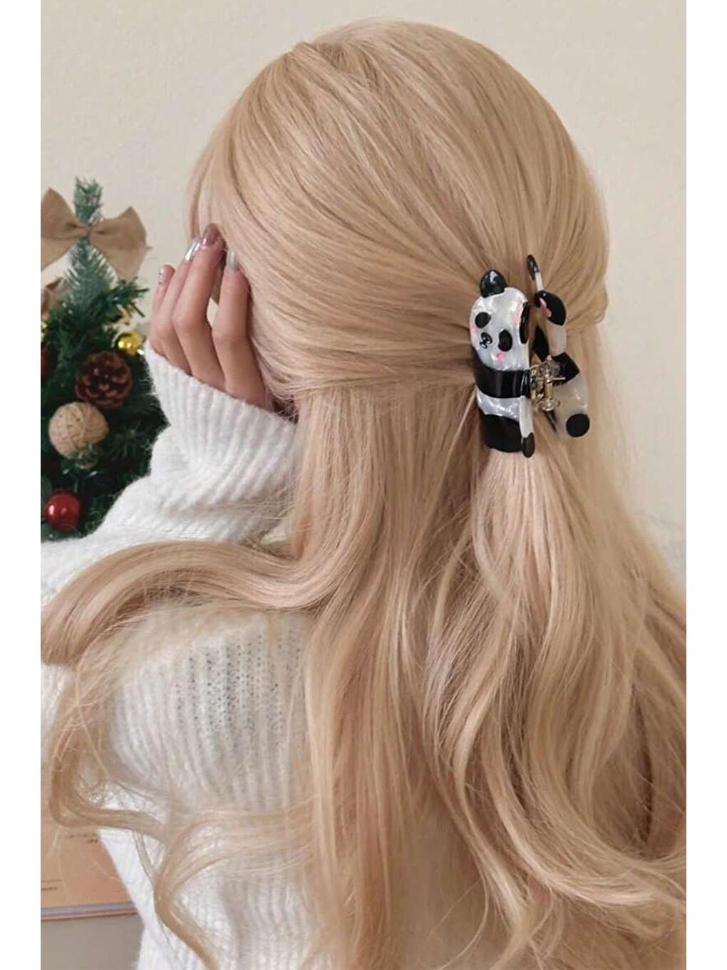 Siyah Tatlı Ayı Panda Asetat Mandal Toka