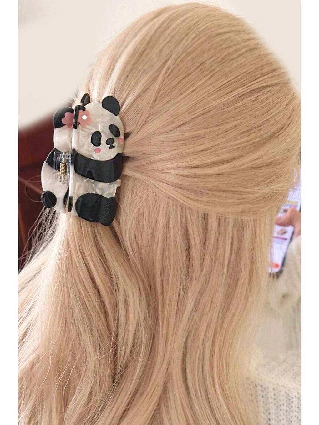 Siyah Tatlı Ayı Panda Asetat Mandal Toka-2