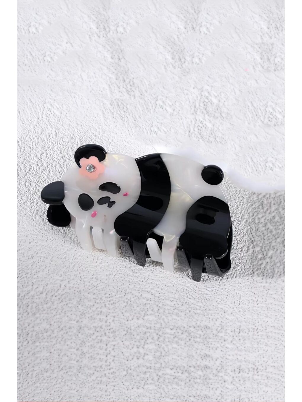 Siyah Tatlı Ayı Panda Asetat Mandal Toka-3