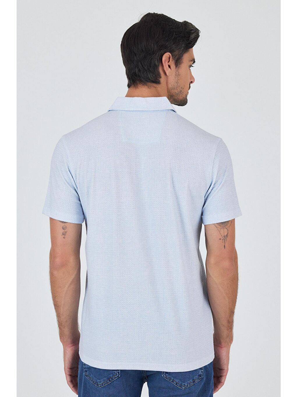 Koyu Mavi Polo Yaka Kısa Kol Cepsiz Slim Fit Classic Tişört 1011250176-4