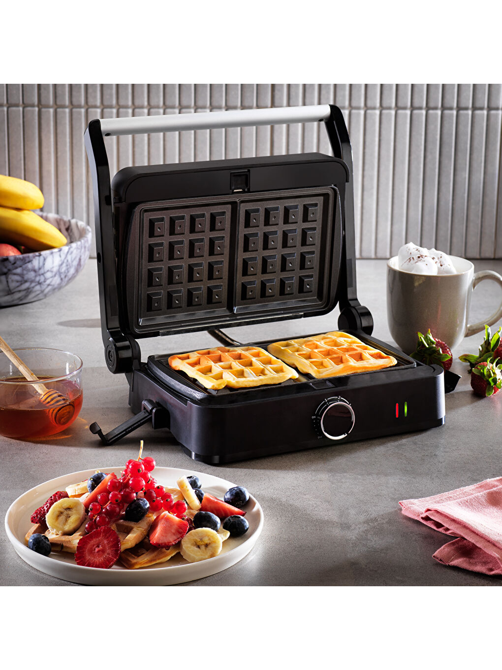 Trio Chef Waffle Ve Tost Makinesi-Siyah