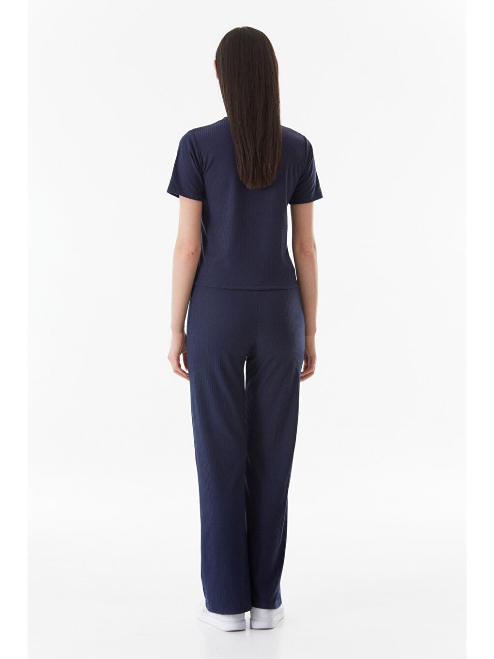 Lacivert Fitilli Bisiklet Yaka Palazzo Takım-2