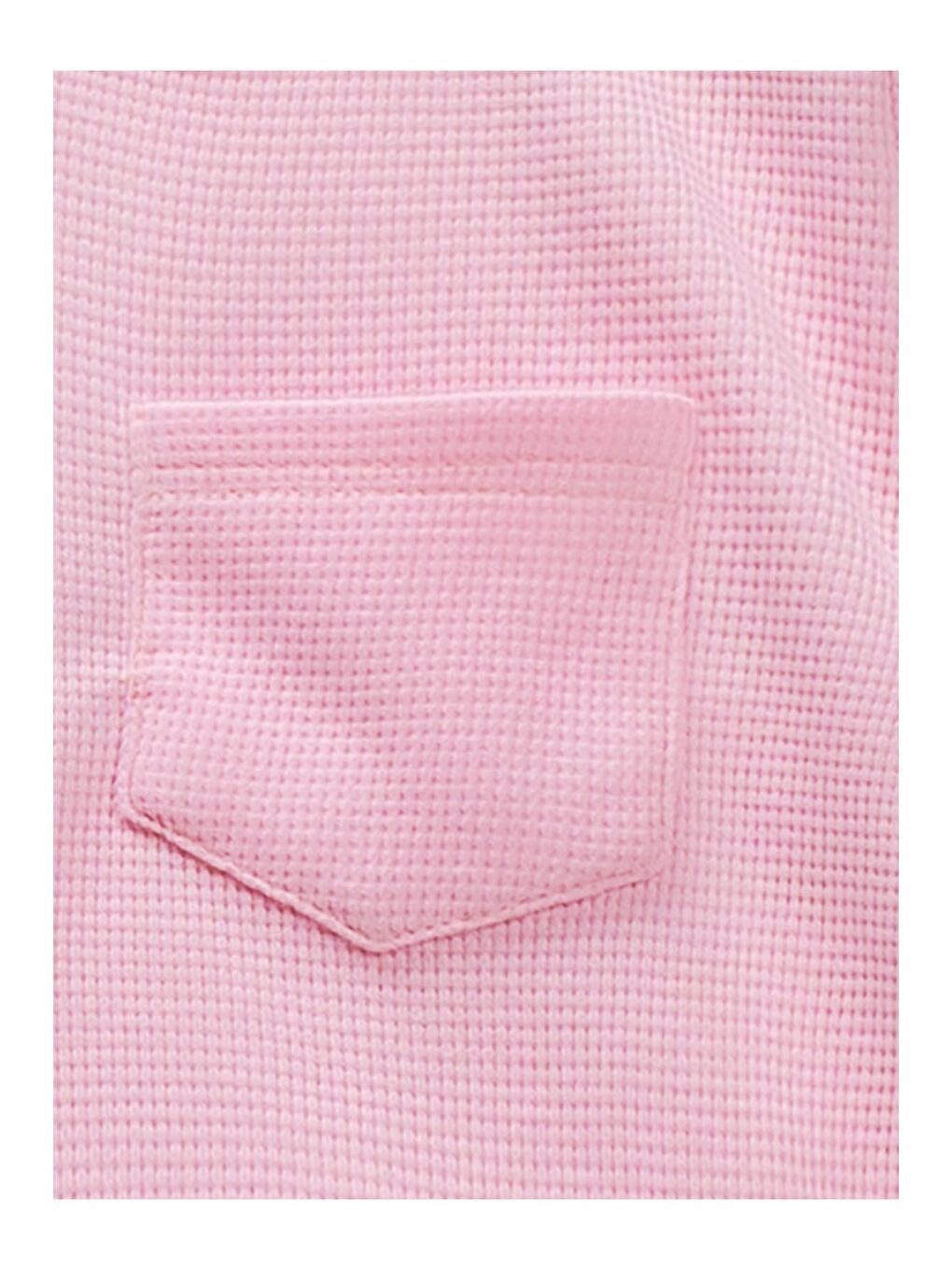 Pembe Pamuklu Waffle Kumaş Cep Detaylı Yazlık 2'li Takım-1