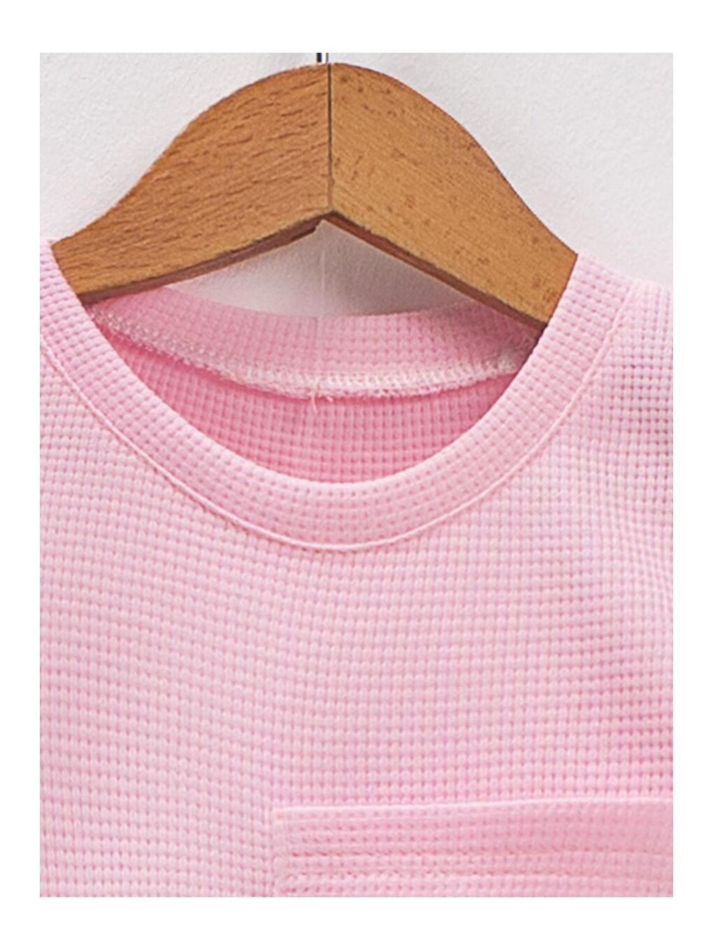 Pembe Pamuklu Waffle Kumaş Cep Detaylı Yazlık 2'li Takım-2