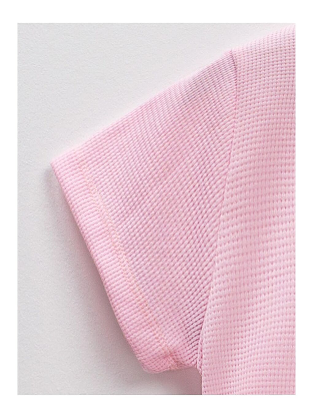 Pembe Pamuklu Waffle Kumaş Cep Detaylı Yazlık 2'li Takım-3