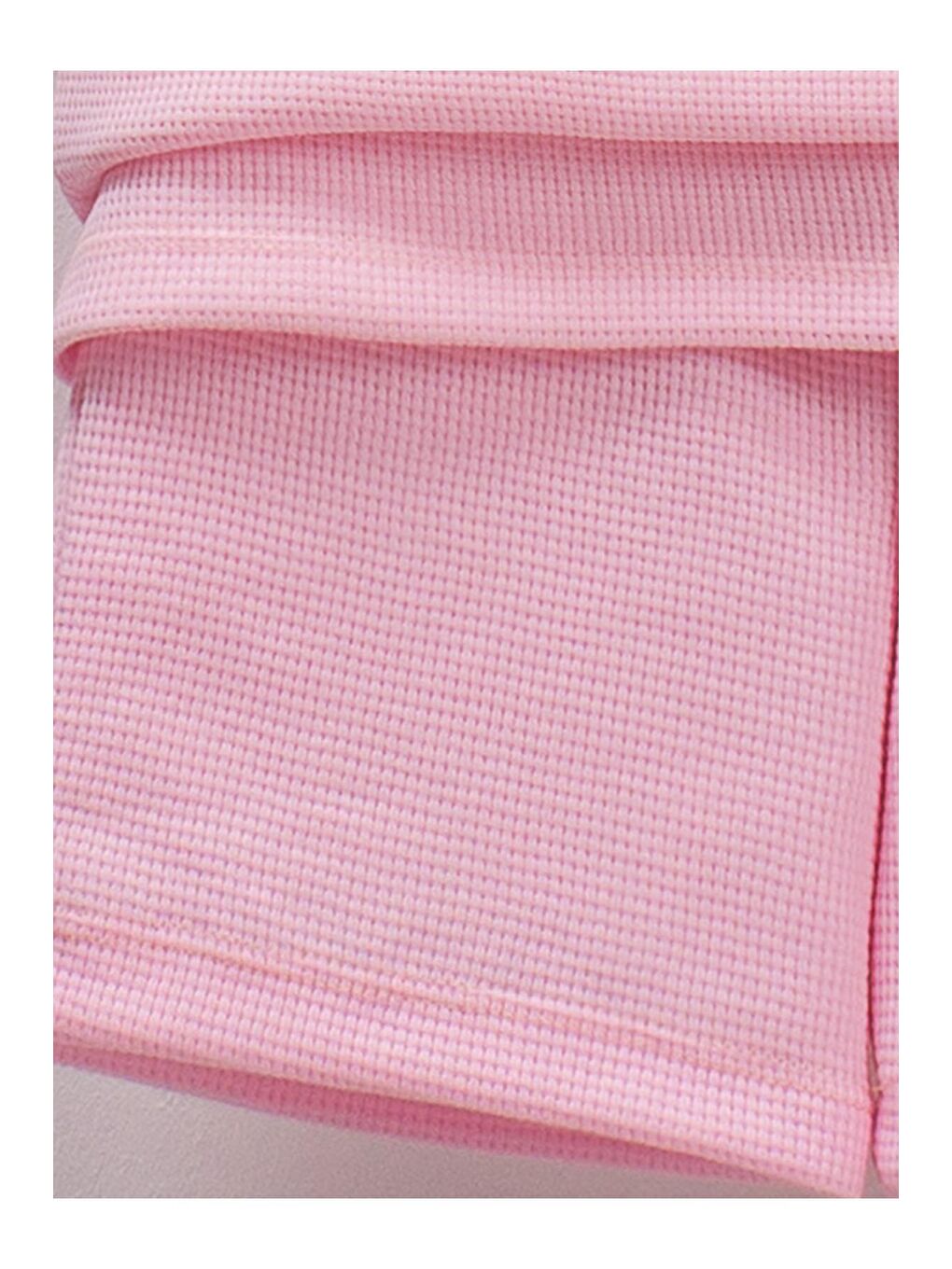 Pembe Pamuklu Waffle Kumaş Cep Detaylı Yazlık 2'li Takım-4
