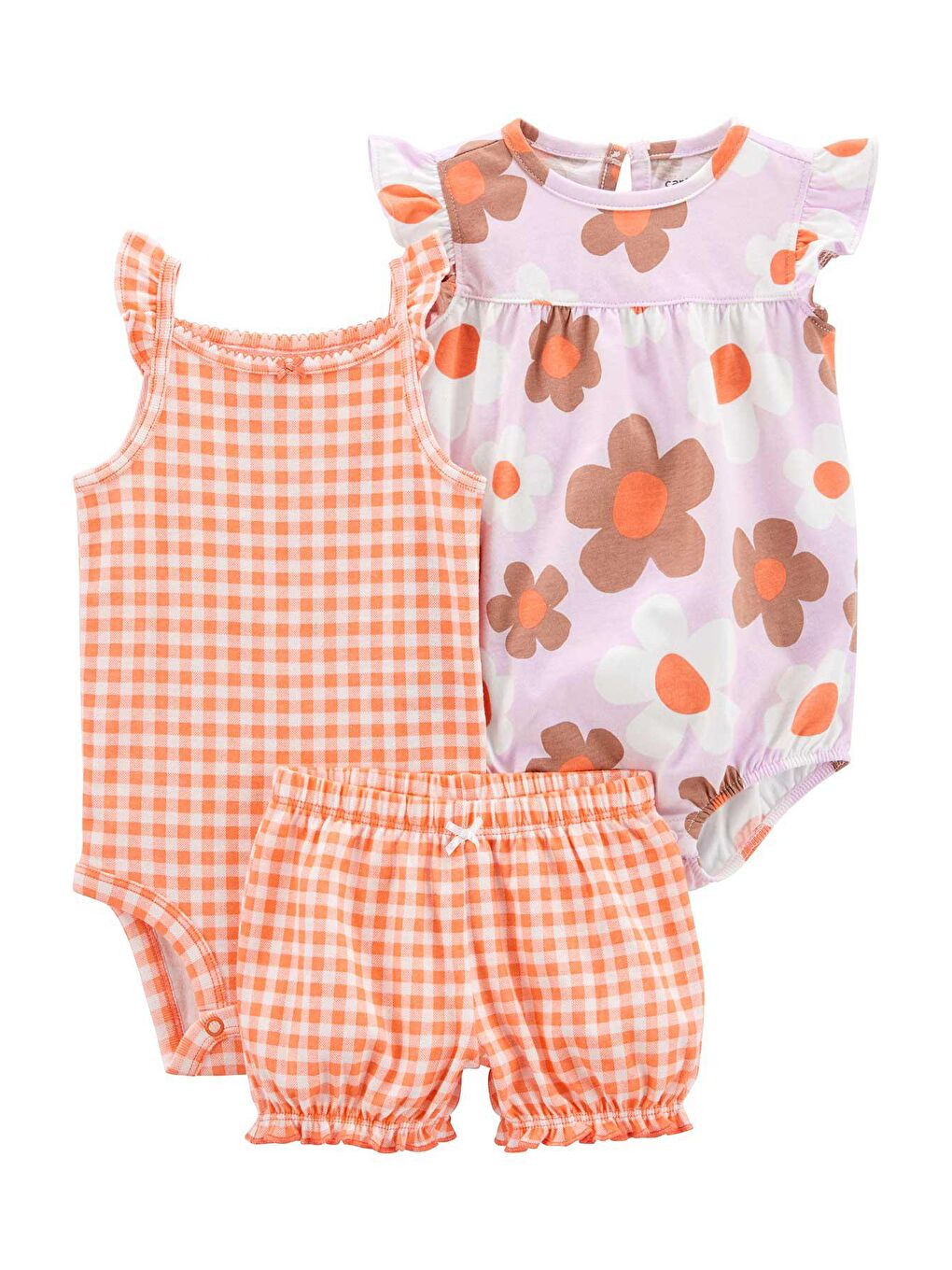 Carter's Turuncu Kız Bebek Tulum Set 3'lü Paket