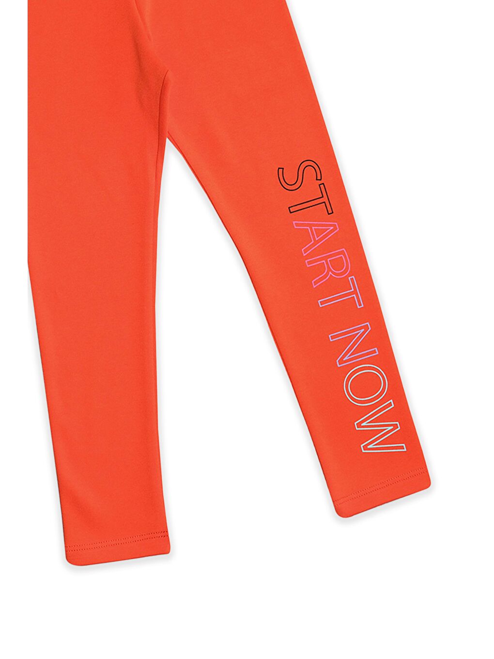 Turuncu Kız Çocuk Start Now Baskılı Şardonlu Tayt-1