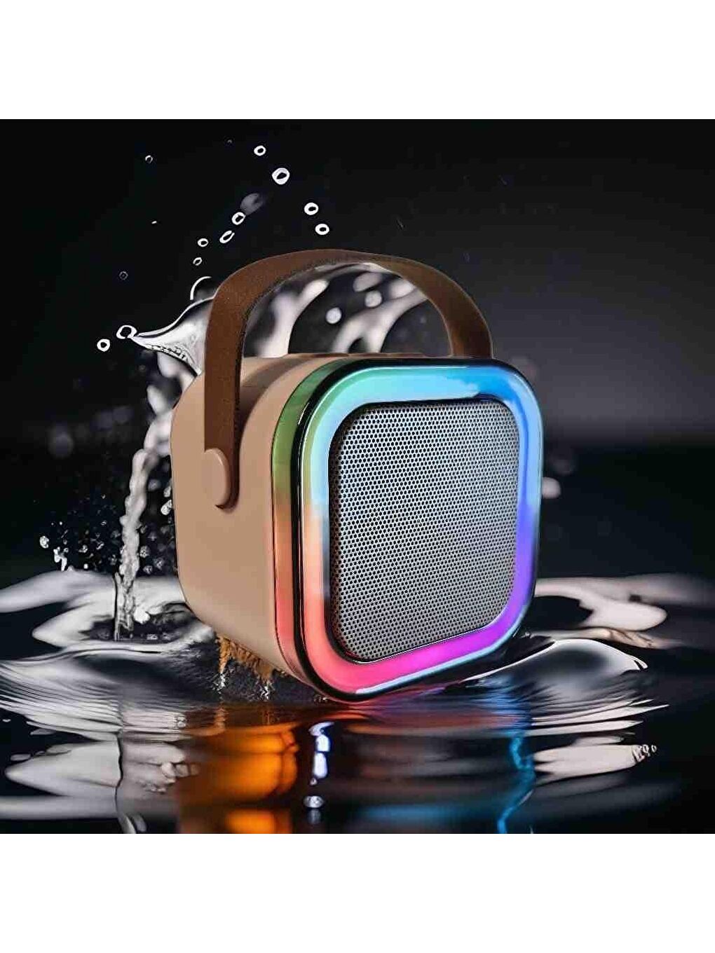 Technow Beyaz-Açık Gri Colorful Karaoke Sound System K12 Kablosuz Mikrofonlu Taşınabilir Müzik Kutusu - 2