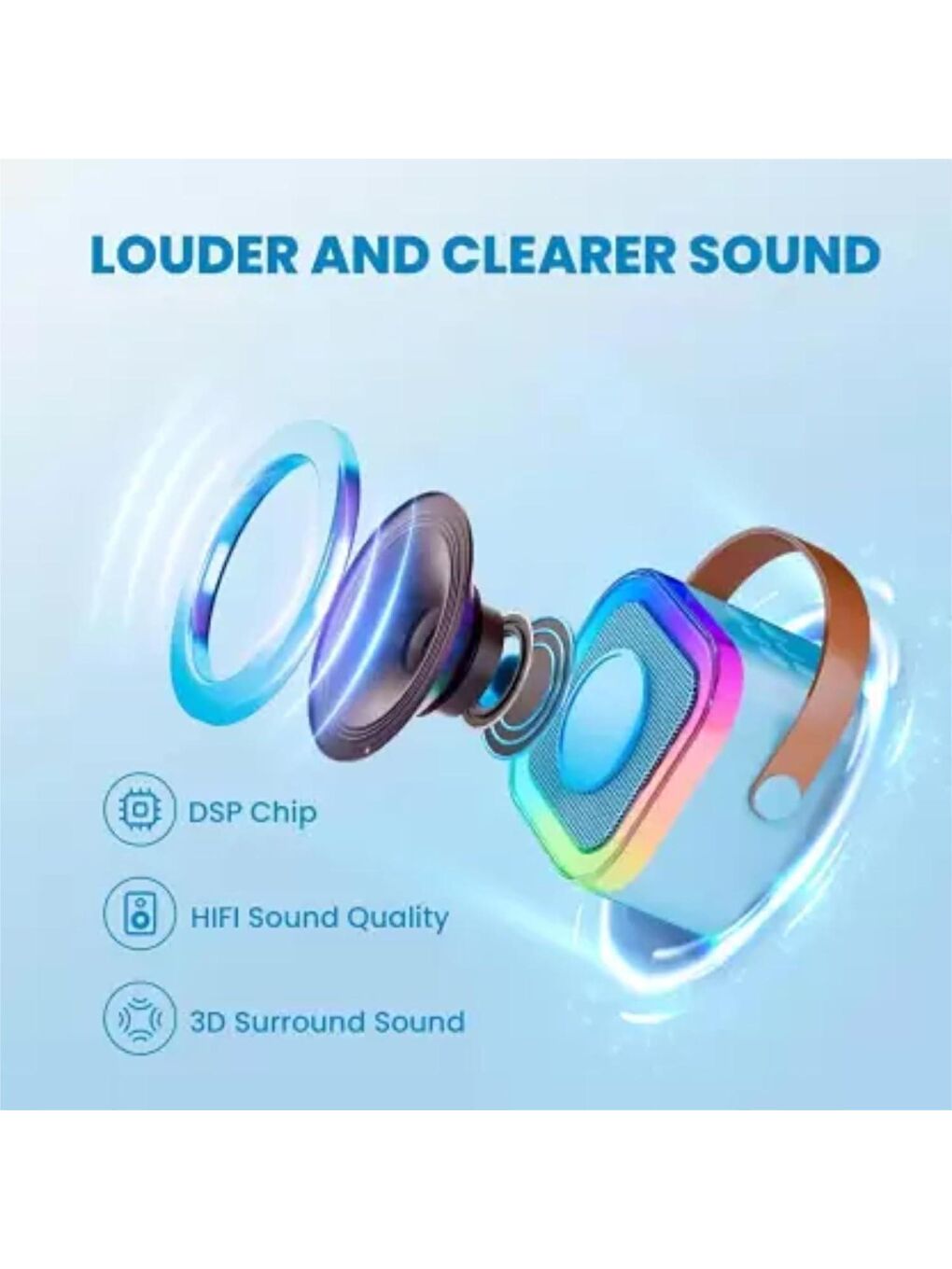 Technow Beyaz-Açık Gri Colorful Karaoke Sound System K12 Kablosuz Mikrofonlu Taşınabilir Müzik Kutusu - 6