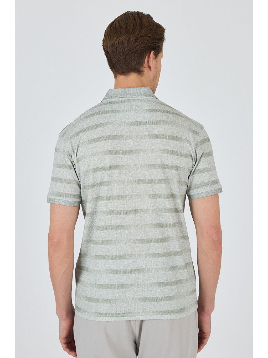 Haki Kısa Kol Baskılı Pike Polo Yaka Cepsiz Slim Fit Tişört 1011250170-4