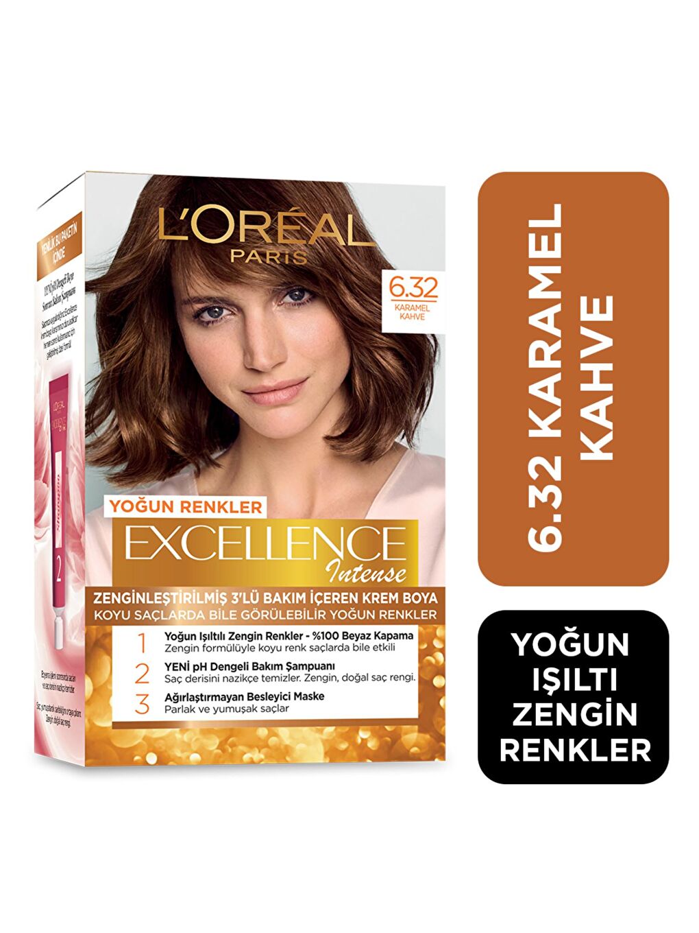 L'Oreal Paris Kahverengi Excellence Intense Saç Boyası 6.32 Karamel Kahve