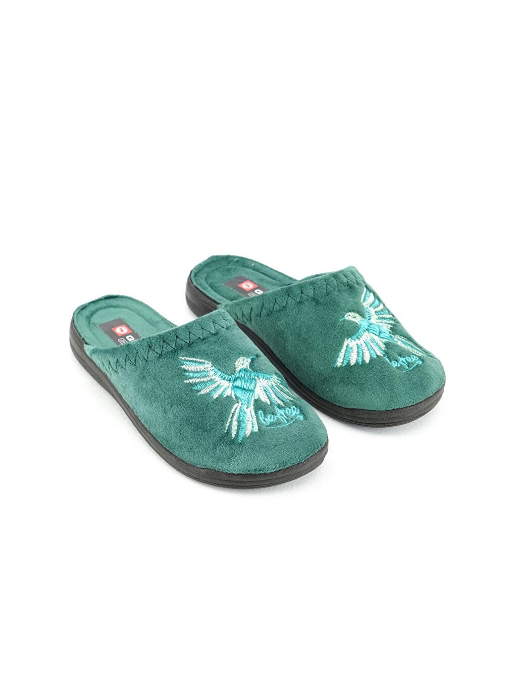 Yeşil Kışlık Kadın Nakışlı Ev Terlik-2
