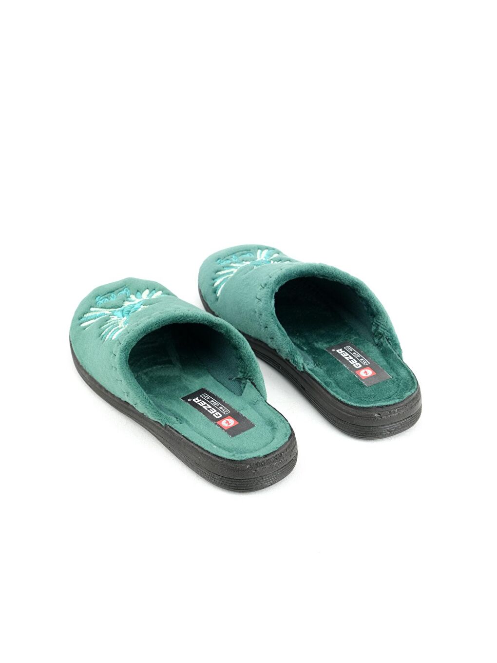 Yeşil Kışlık Kadın Nakışlı Ev Terlik-3