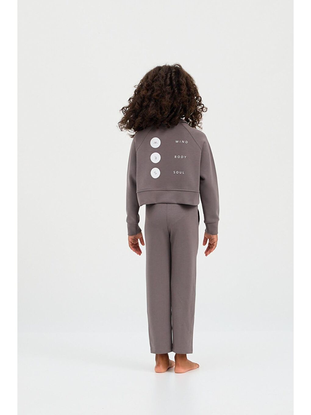 Kız Çocuk Basic Fluffy Crop Top Koyu Gri-3