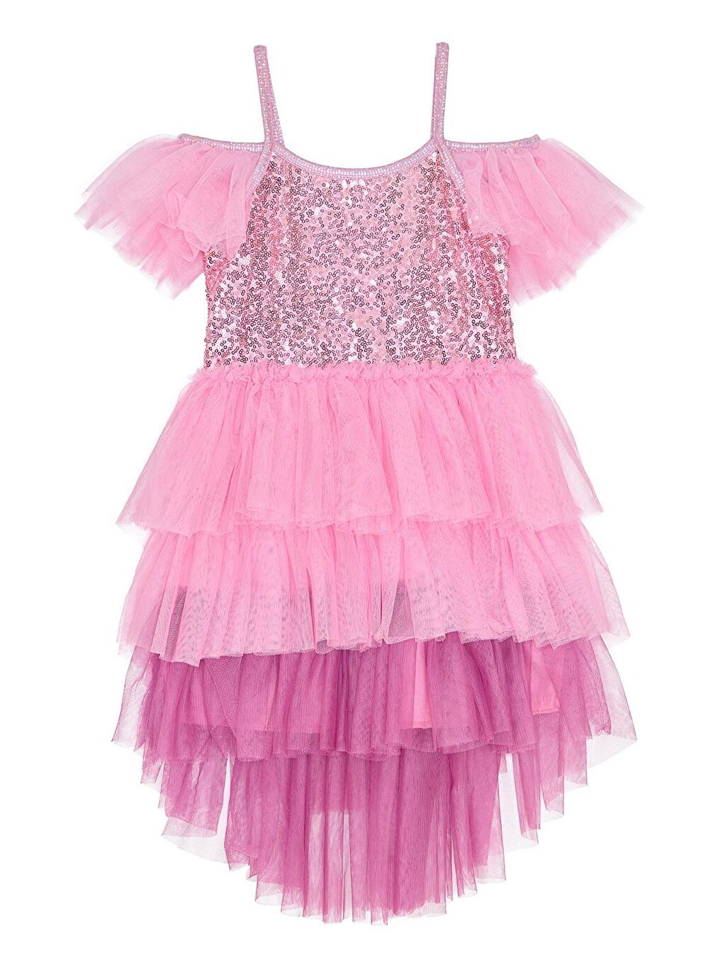 Pembe June Payetli Fiyonklu Tütü Elbise-4