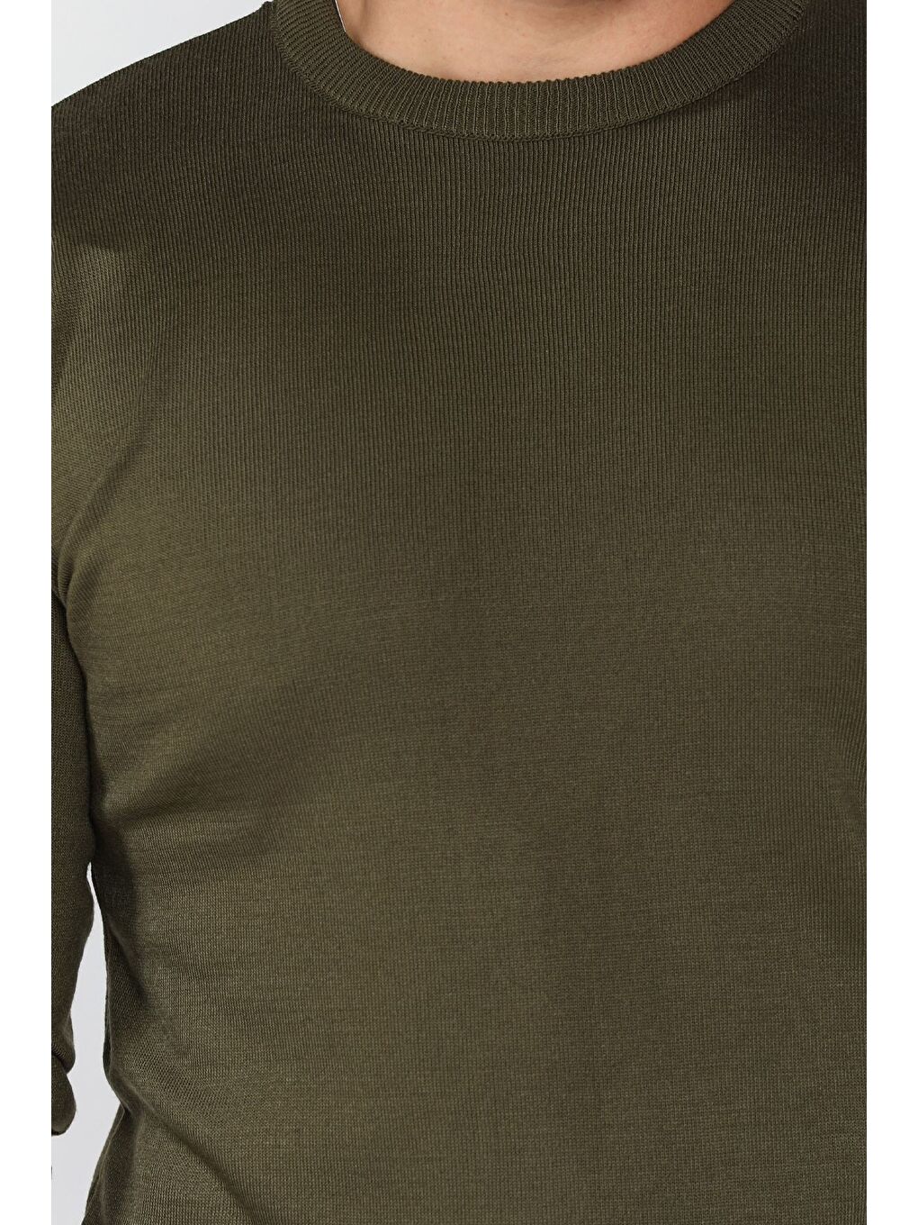 Haki Erkek Bisiklet Yaka Triko Kazak-3