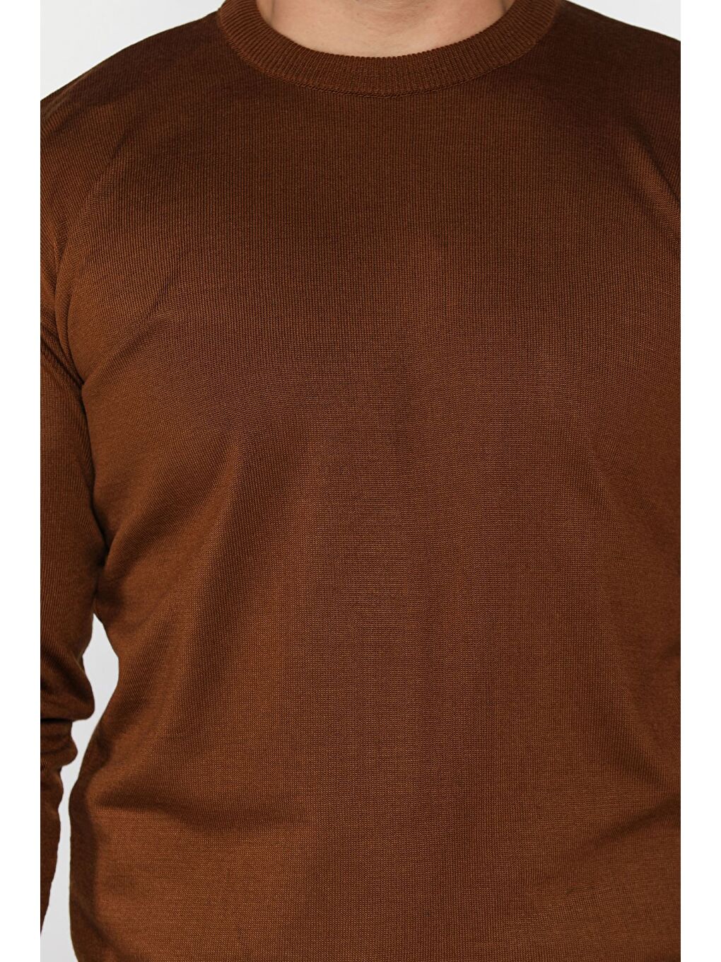 Kahverengi Erkek Bisiklet Yaka Triko Kazak-3