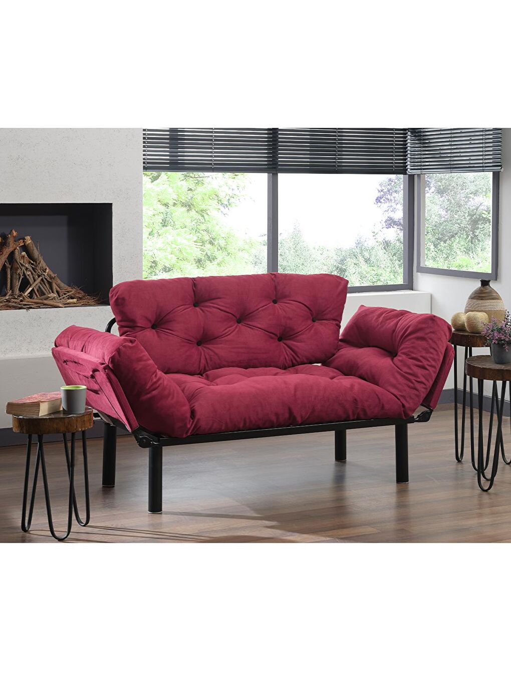 Nitta İkili Kanepe - Bordo-4