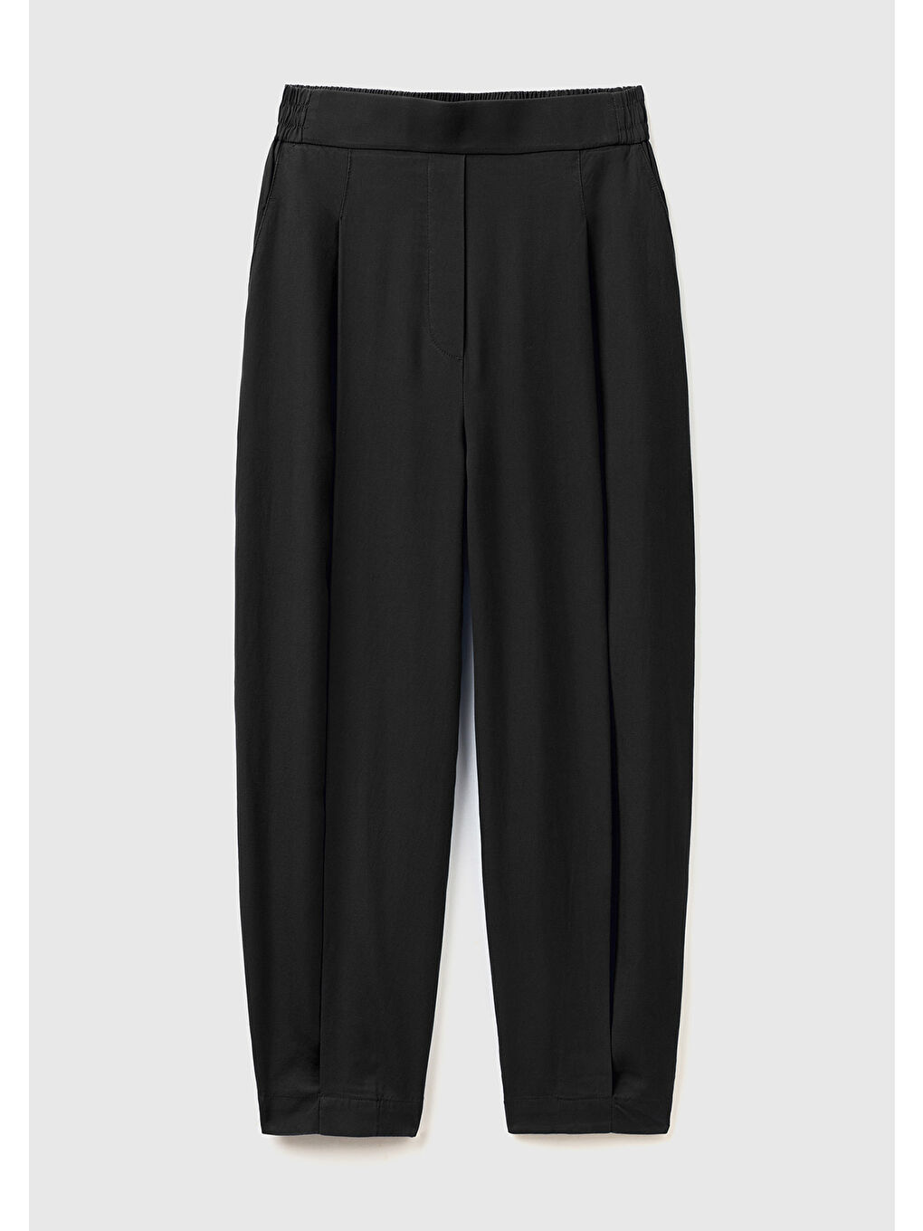 Kadın Siyah %100 Liyosel Bol Kesim Beli Lastikli Pantolon-1
