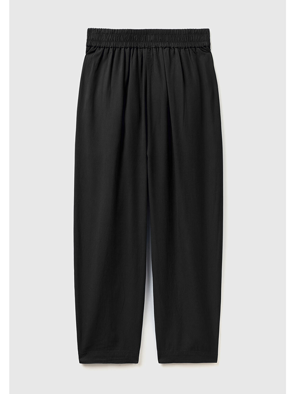 Kadın Siyah %100 Liyosel Bol Kesim Beli Lastikli Pantolon-3