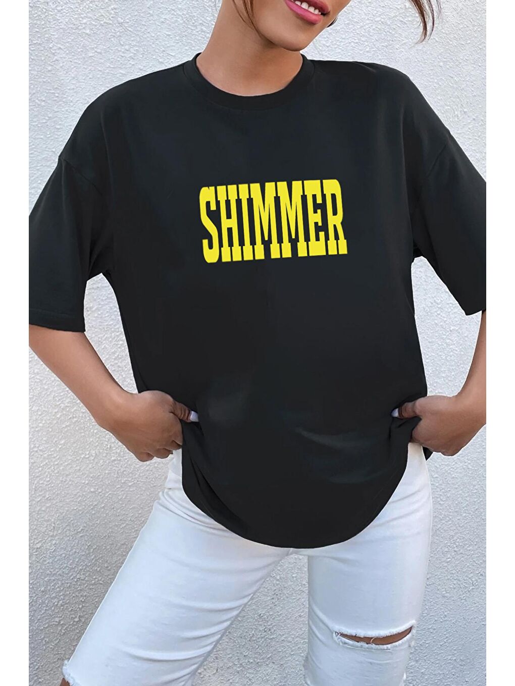 uyguntarz Siyah Unisex Shimmer Baskılı T-shirt