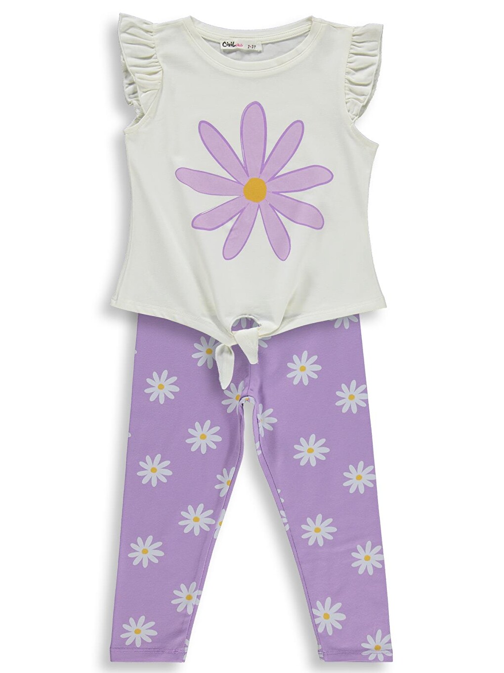 Girls Papatya Desenli 2-5 Yaş Takım - Lila
