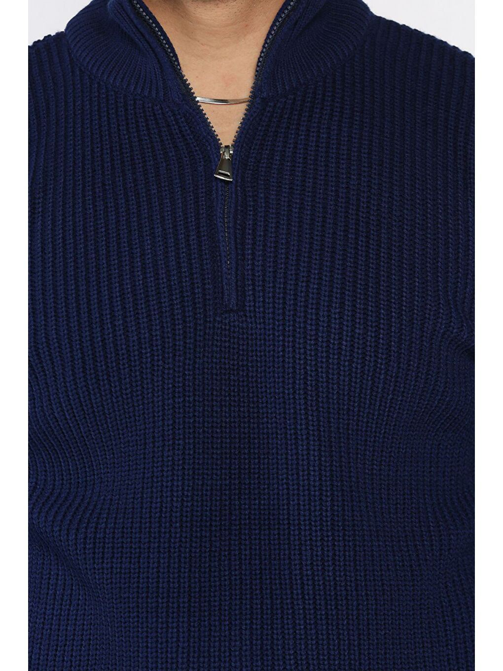 Lacivert Erkek Yarım Fermuarlı Triko Kazak-3