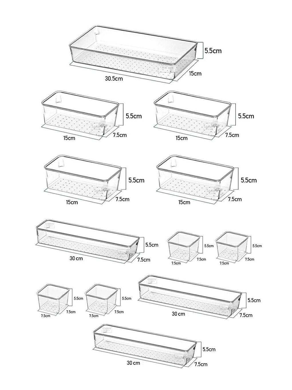 Meleni Home Beyaz 12 Parça Punto Organizer - Banyo Makyaj Takı Düzenleyici - Çekmece Içi Düzenleyici Organizer - 2