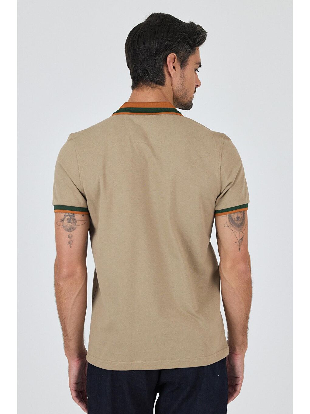 Bej Kısa Kol Düz Pike Polo Yaka Cepsiz Pamuk Casual Slim Fit %100 Pamuk Tişört 1011250103_591-4