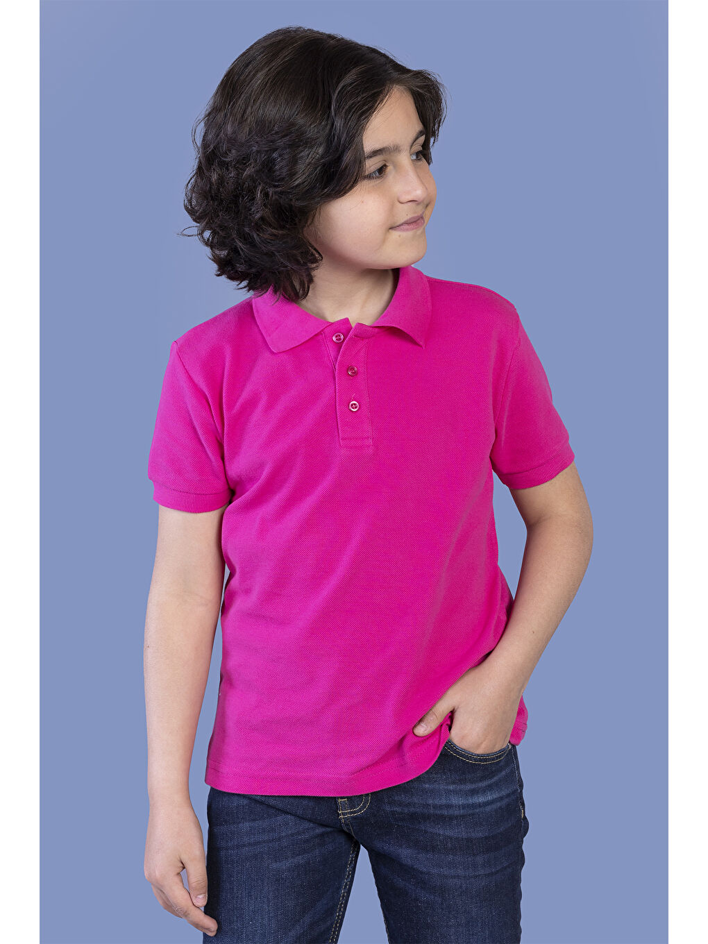 Toontoykids Fuşya Unisex Çocuk Düğmeli Polo Yaka Tişört