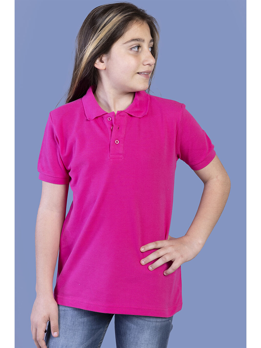 Toontoykids Fuşya Unisex Çocuk Düğmeli Polo Yaka Tişört - 1