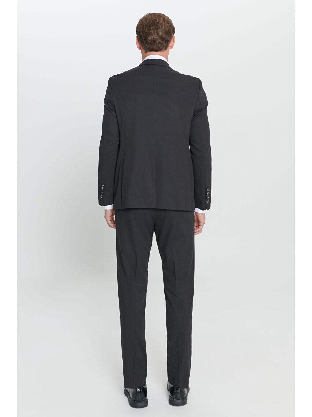 Erkek Siyah Regular Fit Geniş Kesim Mono Yaka Takım Elbise-5