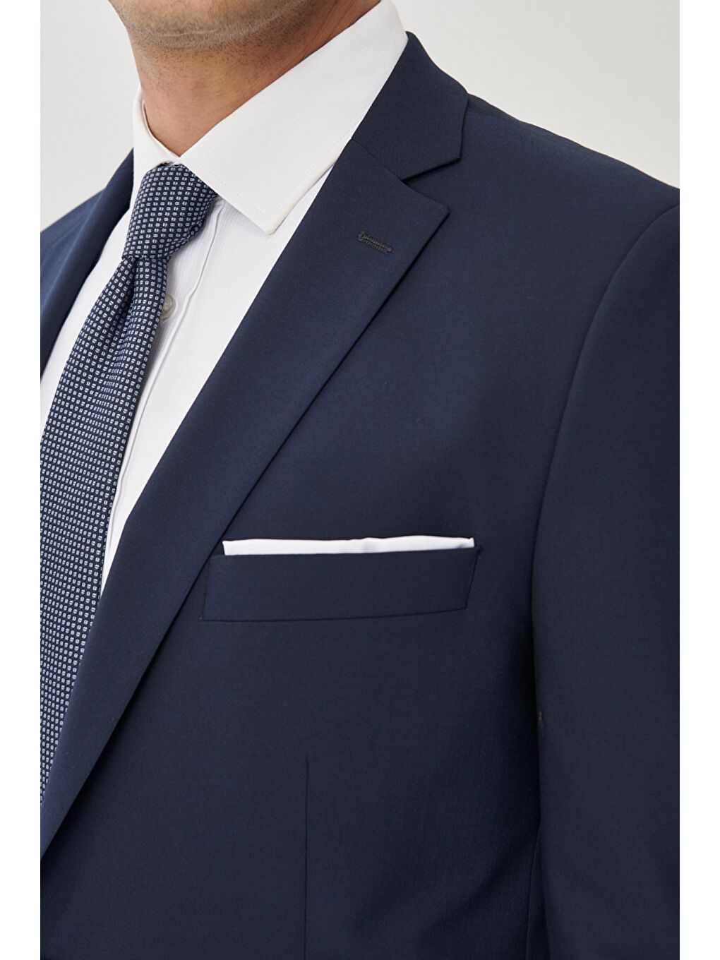 Erkek Lacivert Slim Fit Dar Kesim Mono Yaka Takım Elbise-3